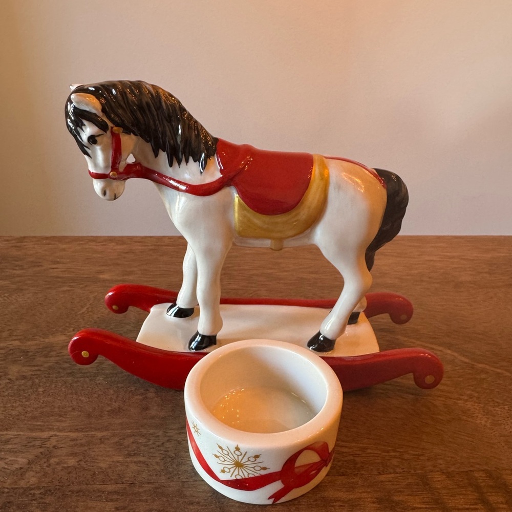 Villeroy & Bach Christmas Porcelain Rocking Horse Tealight Holder Vintage